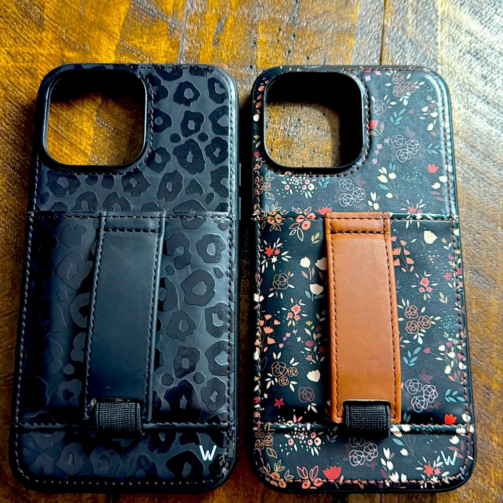 2 used Walli iPhone 14 ProMax phone wallet cases, can hold 3 credit cards.